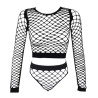 Women Hot Long-sleeved Fishnet Coat And Panty Set