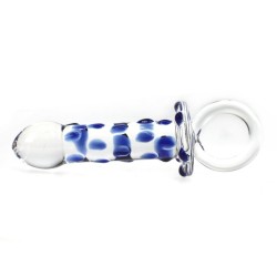 Blue Bead Glass Butt Plug