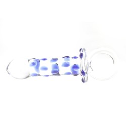 Blue Bead Glass Butt Plug